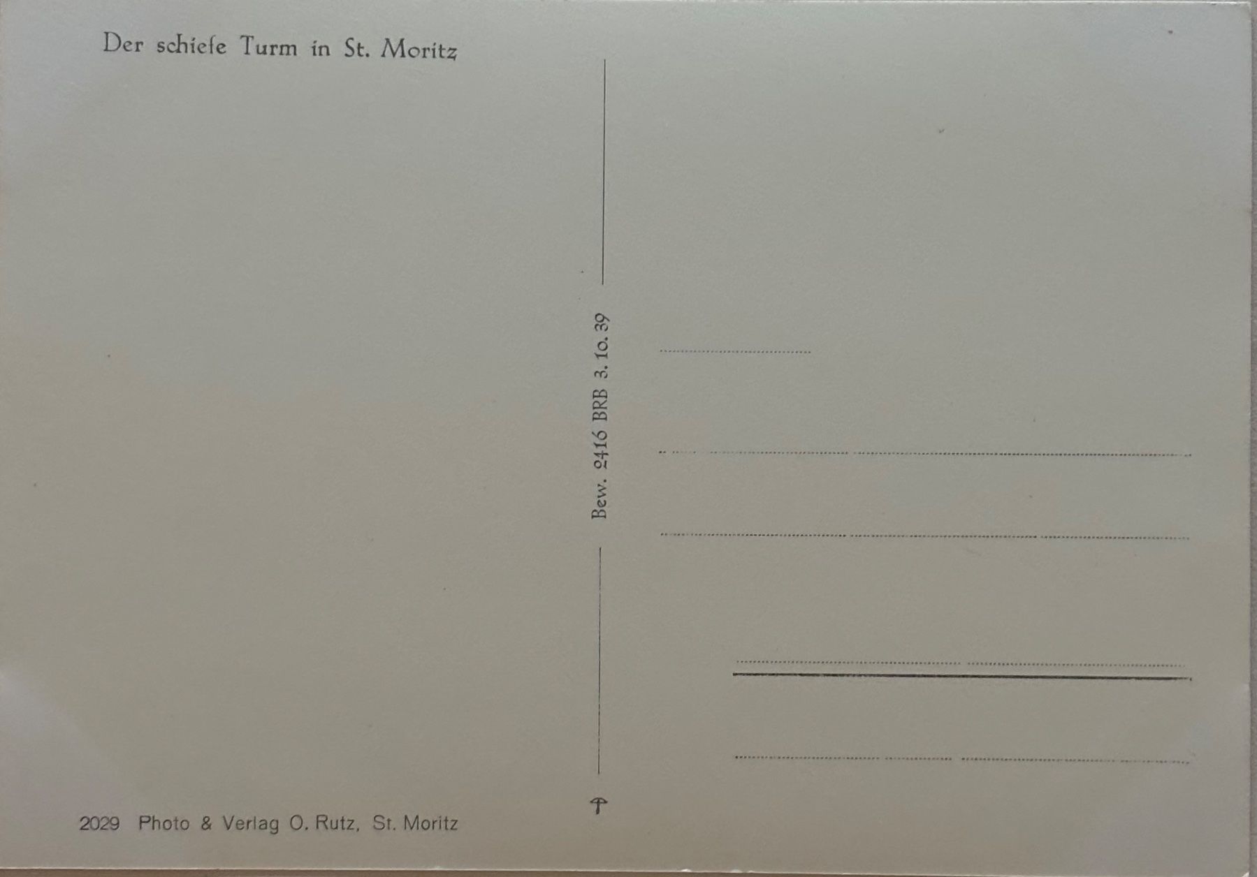 Cartoline postali: O. Rutz, St. Moritz, schiefer Turm – Usato da Frauenfeld venduto da Merk52 1