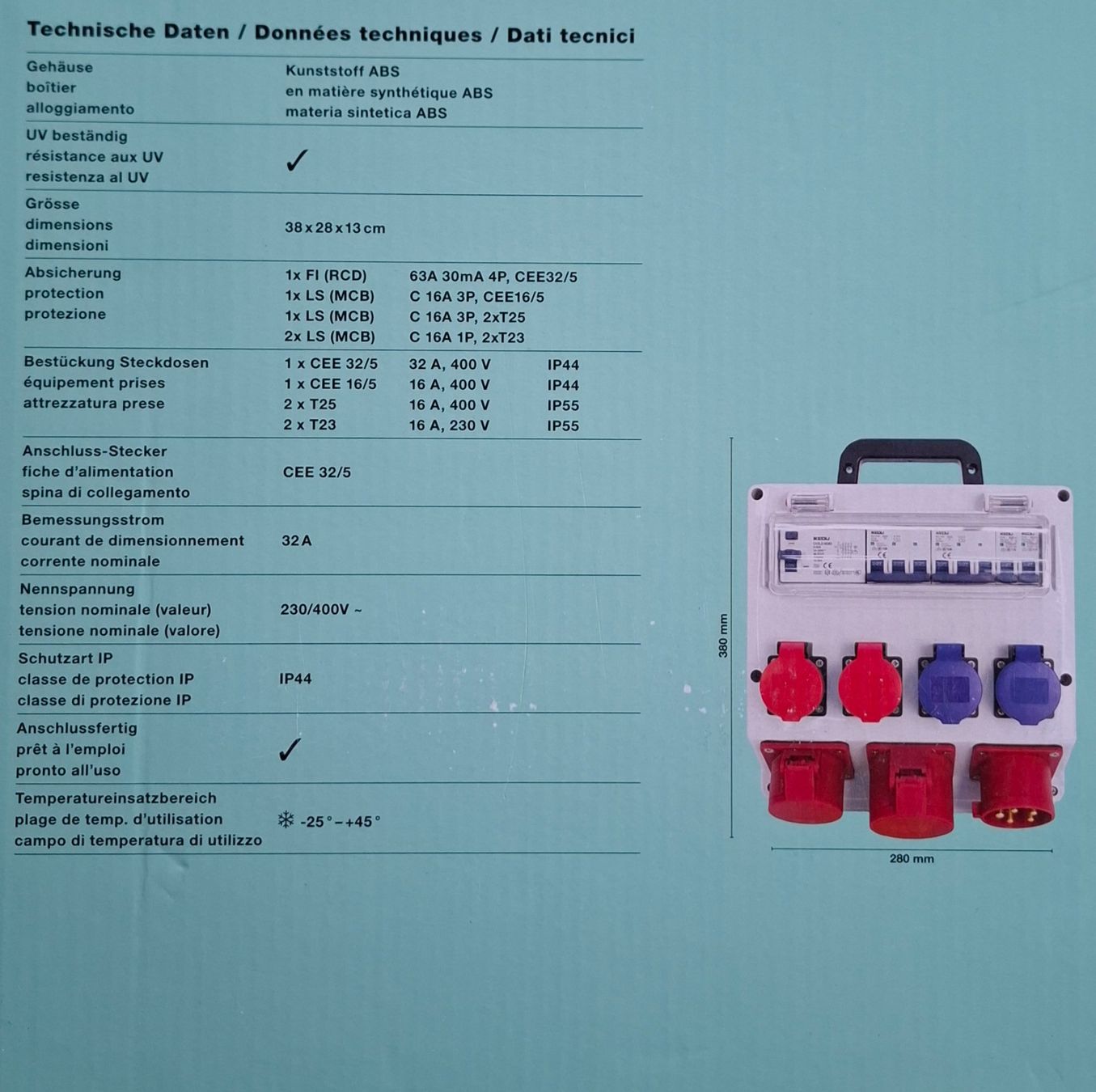 Elettrotecnica: Baustromverteiler - 32A – Nuovo e nell'imballaggio originale da Reinach BL venduto da HeTra20 2