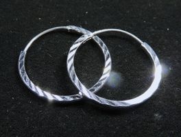 Silber 835 Creolen Ohrringe 20 mm / 1,5 mm