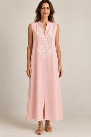 Belle robe longue été en coton, coupe droite, T/M-L
