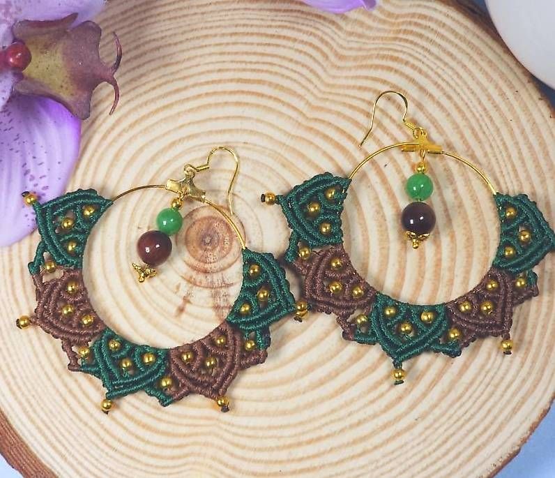 Orecchini pendenti & Orecchini a lobo: Ohrringe Mandy Macramé Braun Grün Boho Style – Nuovo (secondo la descrizione) da Rudolfstetten venduto da MadebyBrina 3