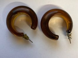 Boucles d'oreilles créoles  marron unique
