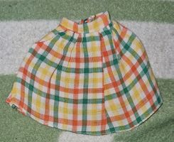 ​Rare Jupe Sindy Pedigree Vichy Orange/Vert 70s