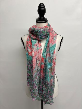 Riani Sommerlicher Schal mit Blumenmuster rosa blau