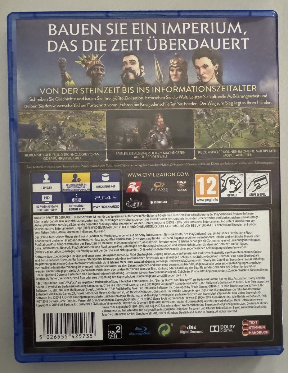 Sony Jeux: Sid Meier's Civilization VI PS4 Spiel gut erhalten – D'occasion à Luzern par rodtegg01 1