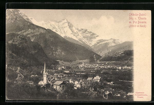 Cartoline postali: Sils, Ortsansicht mit Blick auf Thusis u – Usato da Berlin venduto da bartko-reher