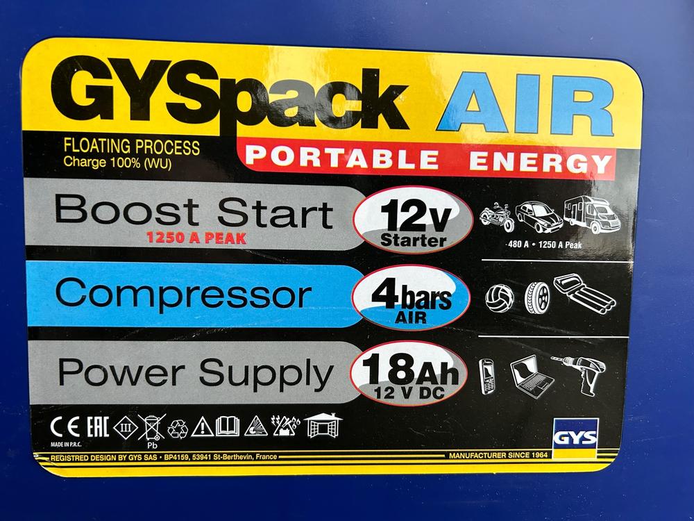 BOOSTER GYS GYSPACK AUTO - 1 X 18Ah - 1250A