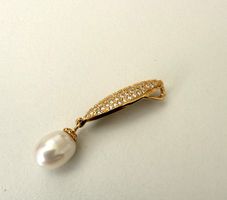 Anhänger 925 Silber vergoldet, Zirkonia und Süsswasser Perle