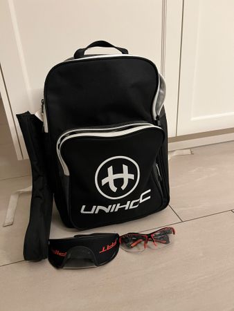 Unihockey Tasche mit Schutzbrille