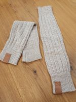 Warme Beinstulpen, Strick, Beige-Braun, Top!