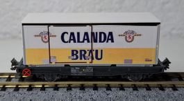 RhB Güterwagen mit Container Calanda Bräu Kato Spur N