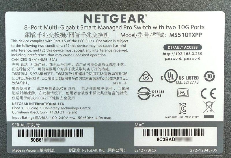 Netgear Hub & Switch: 8-Port Multi-Gigabit Smart Managed Pro Switch MS510TXPP – Usato da Unterengstringen venduto da Imperia 2
