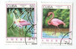 Briefmarken "Flamingo & Rosalöffler". Kuba