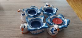 Enten Teelicht Kerzenständer 4 Stück aus Ton