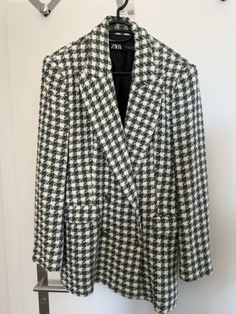 Zara Blazer kariert schwarz weiss grün - Neu XL