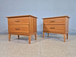 2x Nachttisch 70s Night-Stand Holz Kommode Schubladenkommode