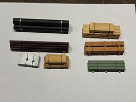 7x Ladegut für Guterwagen Spur N