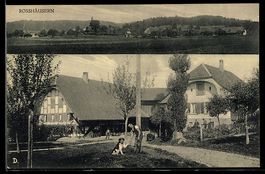 AK Rosshäusern, Anwohner und Hund vor einem Gehöft, Totalans