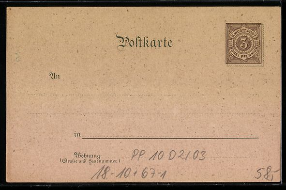 Cancelleria postale: Litho Ganzsache PP10 D2 /03: Stuttgart,  – Usato da Berlin venduto da bartko-reher 1