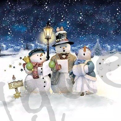 Tovaglioli: Serviette singing snowmen(1645) 2Stk. – Nuovo (secondo la descrizione) da Schlatt TG venduto da kreativ-atelier