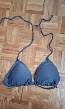 Haut de maillot de bain anthracite à nouer/Bikinioberteil An