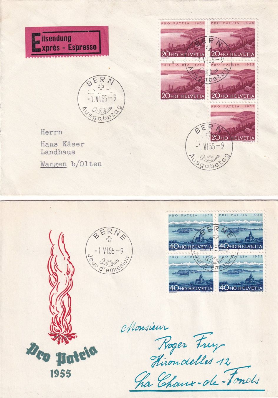 Tutti i francobolli: Pro Patria 1955, FDC – Usato da Birsfelden venduto da chr_yq2g 2