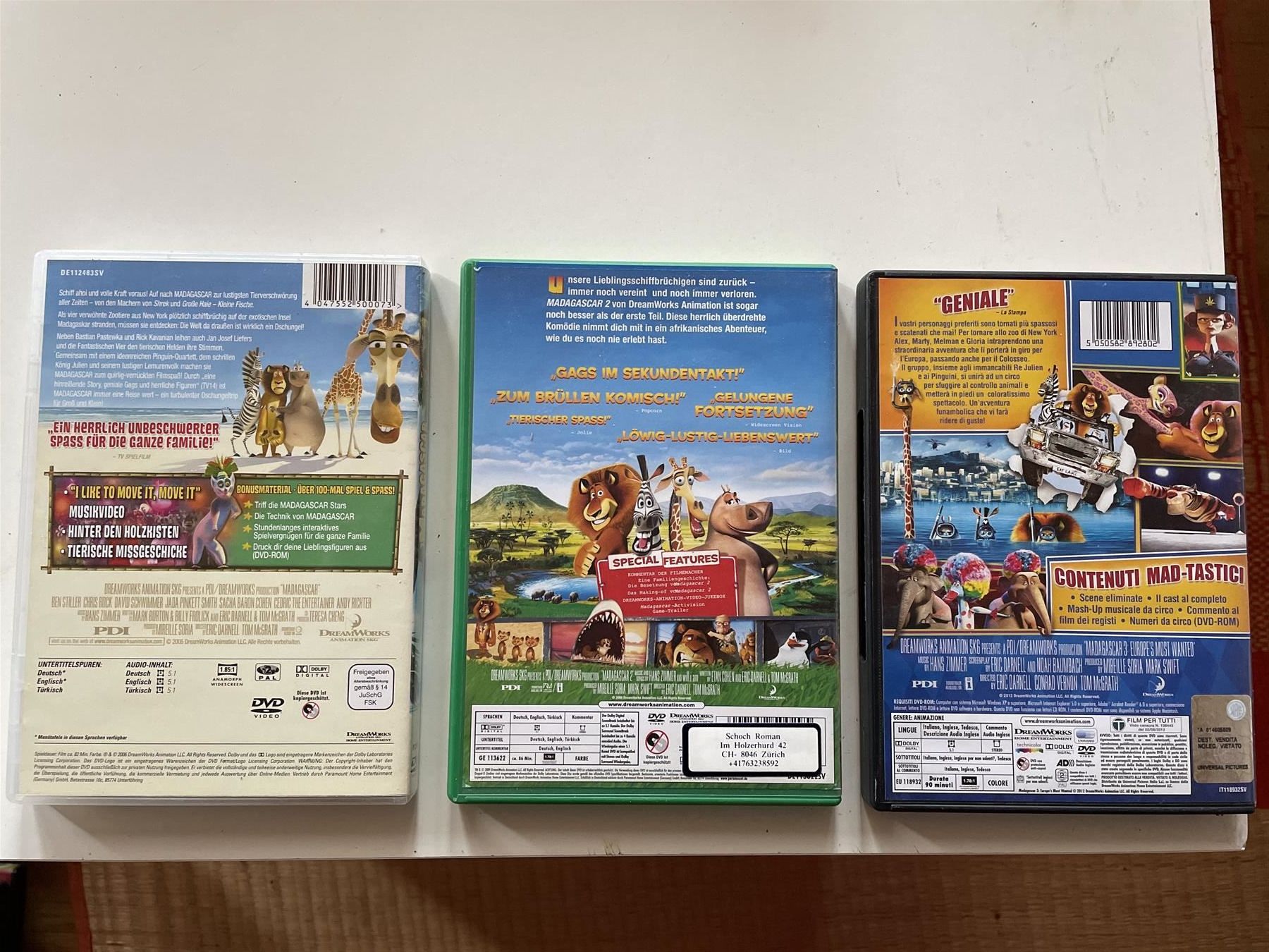 Tutti i DVDs: Madagascar  (Teil 1-3) - Trilogie     3-DVD's – Usato da St. Gallen venduto da elk2021 2