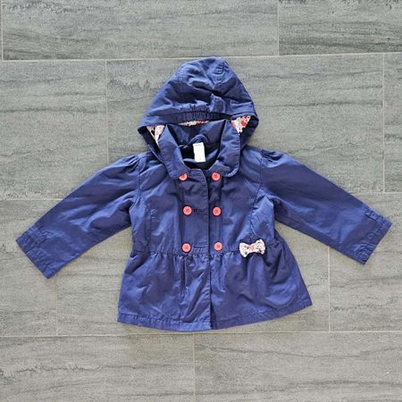 Süsse Mädchen Übergangsjacke Gr. 92 Dunkelblau mit Schleife