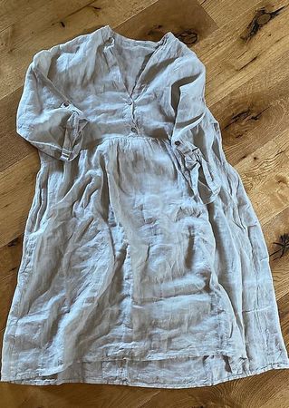 Leinenkleid, unisex, mit Taschen, beige