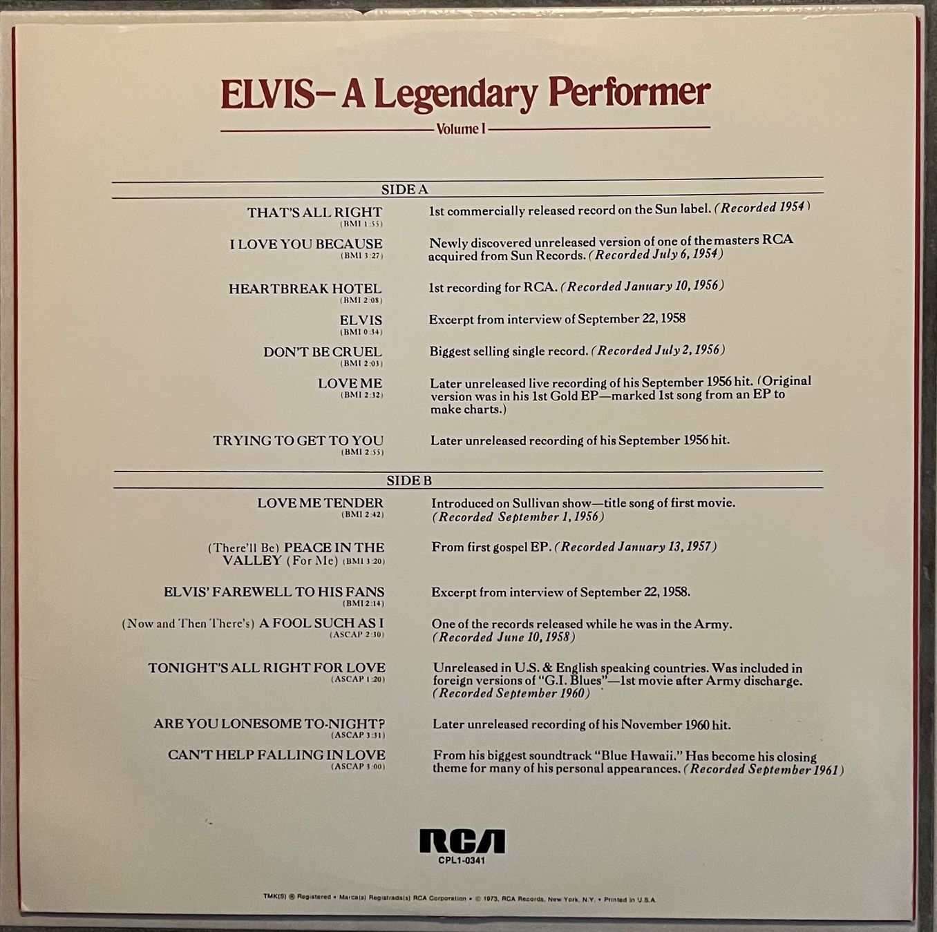 Dischi in vinile: ELVIS - A LEGENDARY PERFORMER - Volume 1 - 33 Tours – Usato da Bussigny venduto da vinyl-pas-cher 5