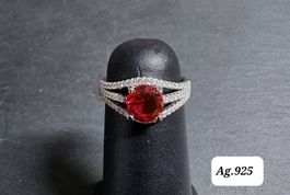 Bague argent 925 Zirconia rouge et blanc