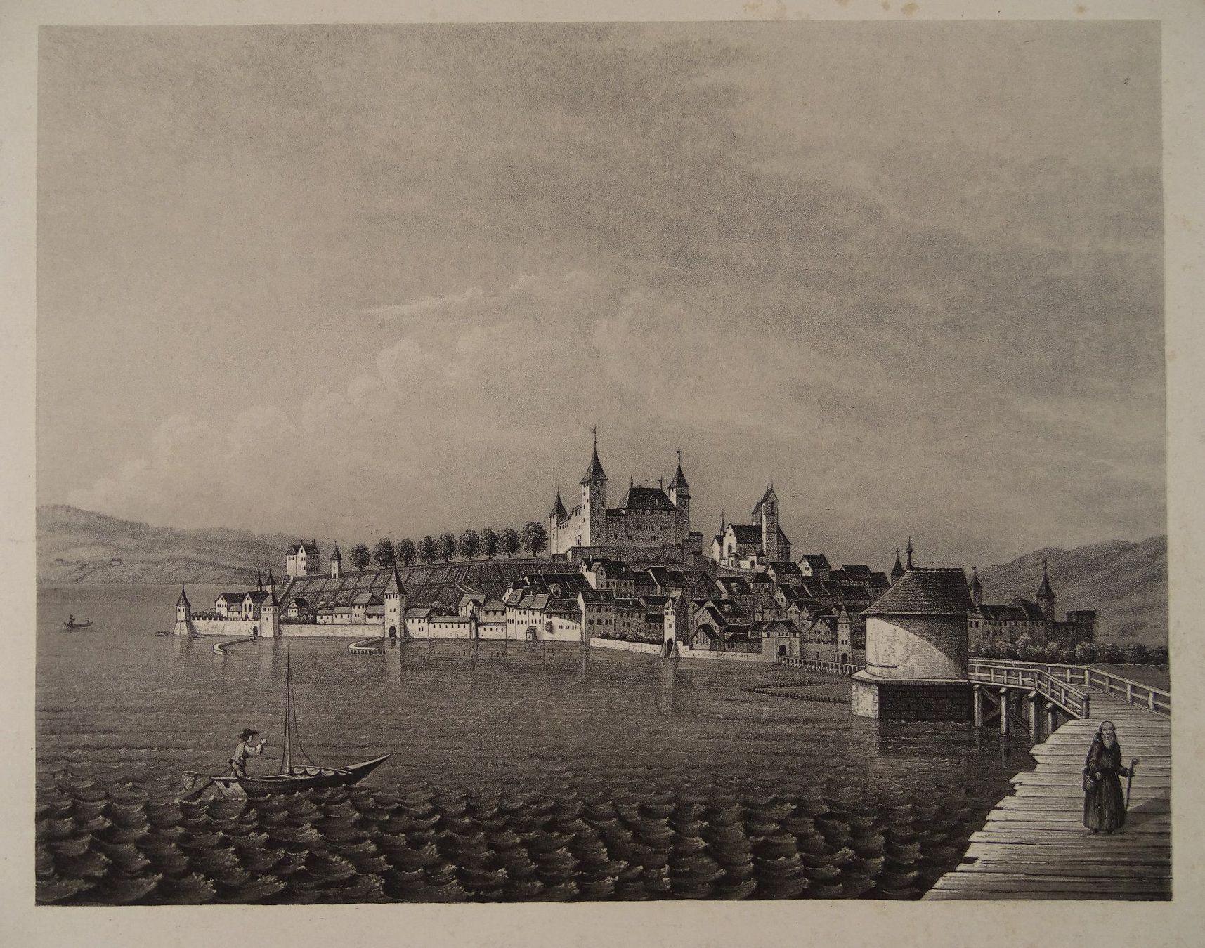 Incisioni: RAPPERSWIL, AQUATINTA 1867 – Usato da Grüningen venduto da Kartensammler 1