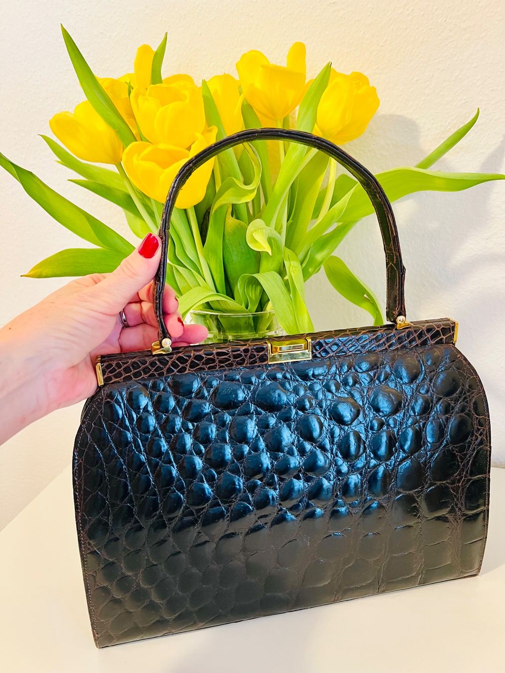 Taschen für Damen: Kroko Leder Handtasche - Top! – Gebraucht aus Rüschlikon von topswissvintage 8