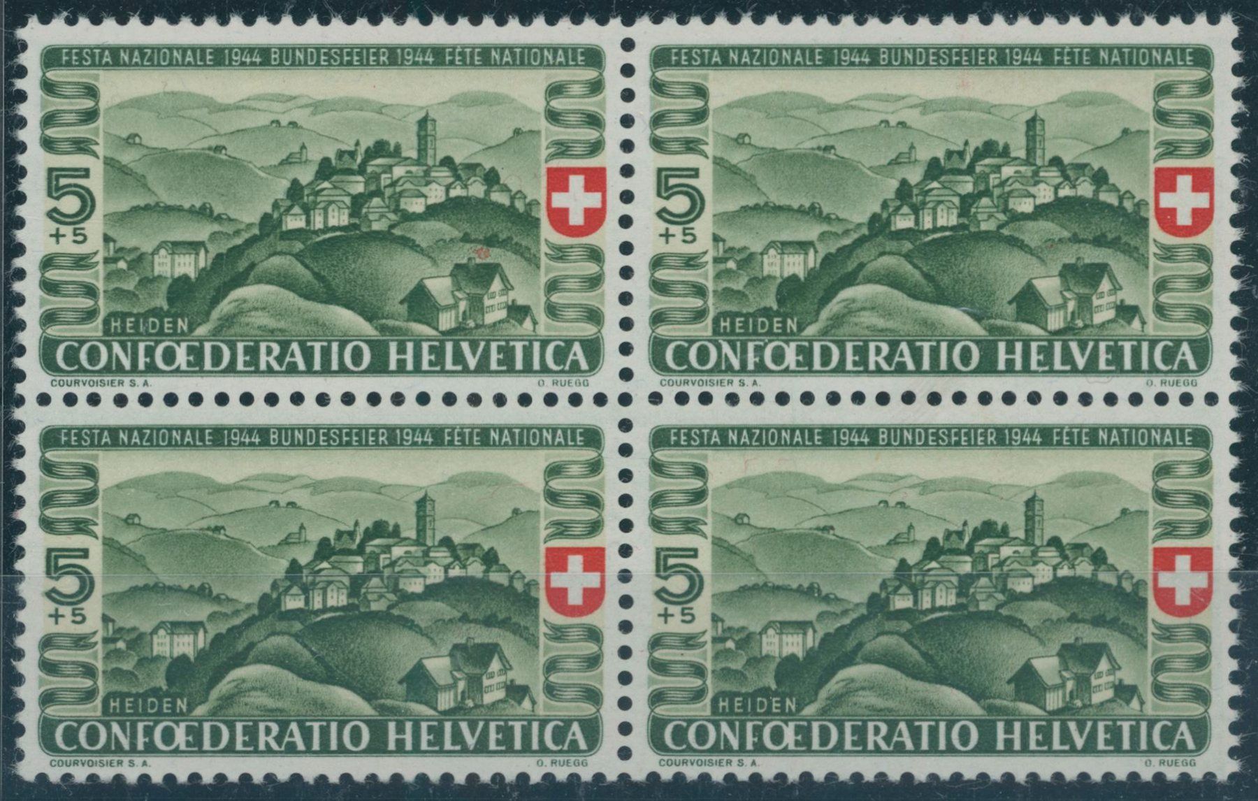 Tutti i francobolli: 1944 - Pro Patria - Viererblock - Abart - postfrisch ** – Nuovo (secondo la descrizione) da Schindellegi venduto da leecollect