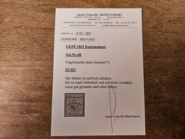 CH 1843 Halbe Doppelgenf Ungebraucht N° 4R* SBK Fr. 32'000.-