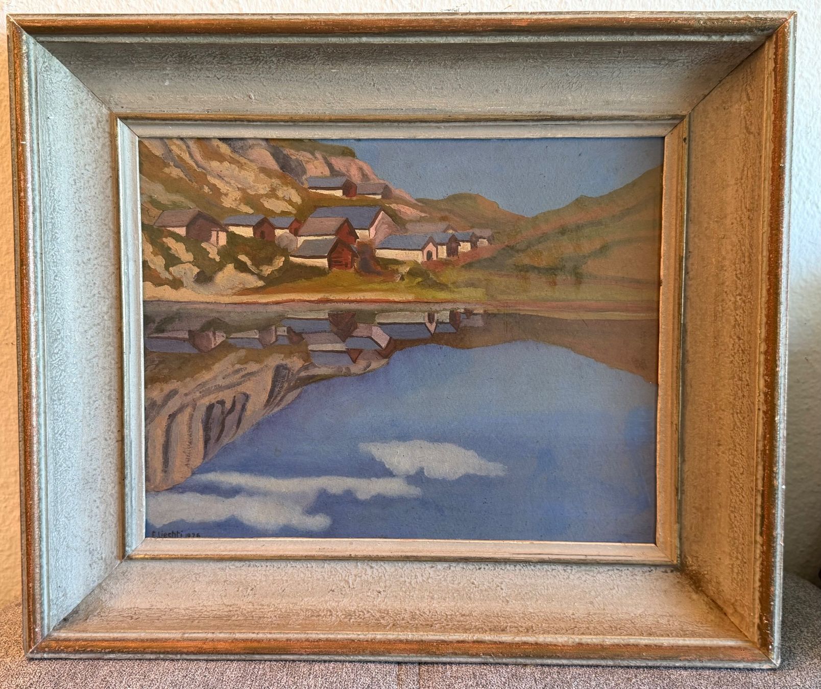 Dipinti: Vintage Ölgemälde Bergdorf Seereflexion 1926 – Usato da Basel venduto da PAUL_ART