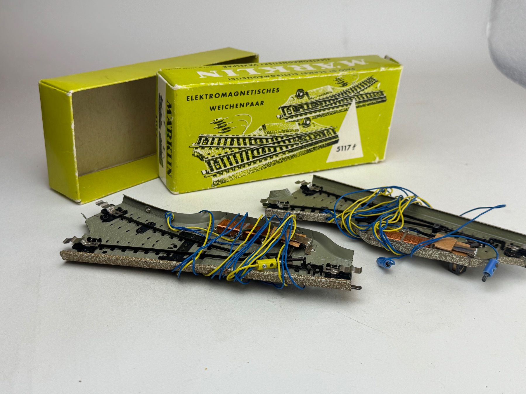 Märklin Modellini di ferrovie: EB-  Märklin zwei geschaltete Weichen – Usato da Elm venduto da Wikmtz 1