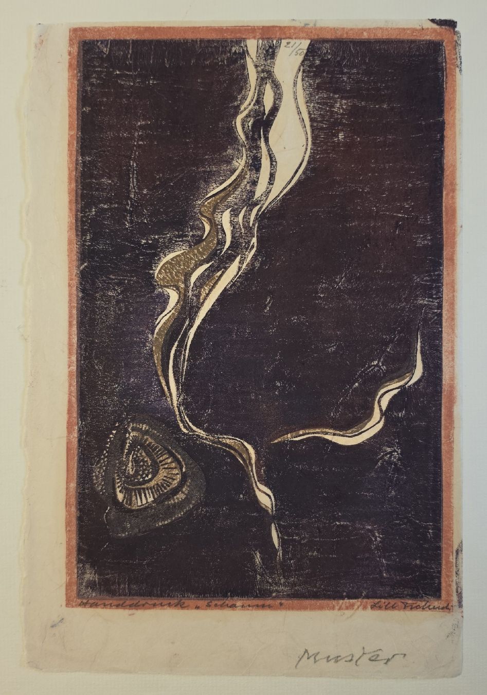 Grafiken & Lithographien: Lill Tschudi Linolschnitt,  "Schaum Muster" 33x22cm handsign – Gebraucht aus Emmenbrücke von Kunstankaufverkauf