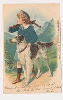 ⭐ Jugendstil-Postkarte – Tellenbub mit Hund (um 1904)