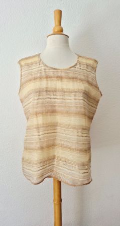 TOP TUNIKA BEIGE VINTAGE 40 L MIT SEIDE SILK SOIE UNIKAT