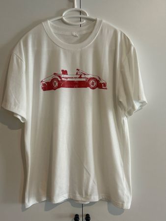 Herr Kurzarm T-Shirt weiss mit Porsche Motiv Gr. M
