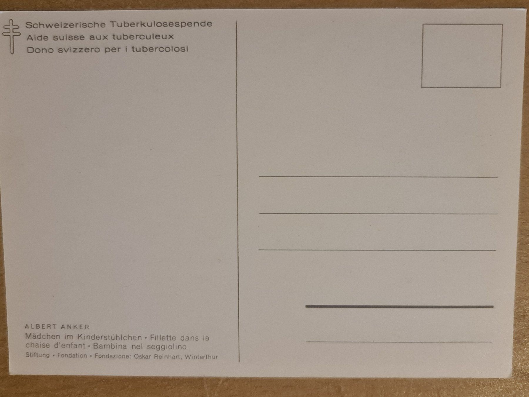 Cartoline postali: Ansichtskarte Albert Anker - Mädchen im Kinderstuhl – Usato da Dintikon venduto da Vexi 1