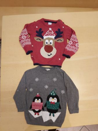 Pullover Rot & Grau Gr.80