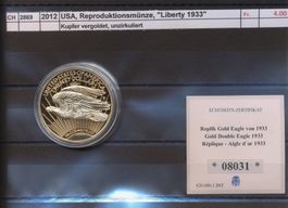 2012 USA, Reproduktionsmünze, "Liberty 1933"