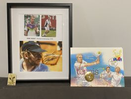 Autographe Marc Rosset, avec enveloppe timbré et pins