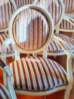 1 Elegante Stuhl Vintage, gestreift, Weiss & Antikpink, Holz