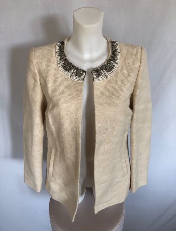 Blazer 123 beige chiné avec col bijoux taille 34 36