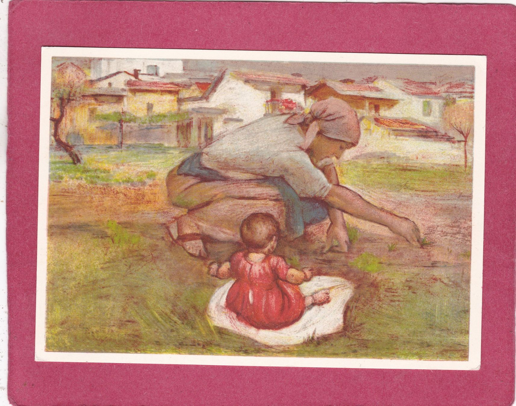 Cartoline postali: Kitsch Kunst P. Chiesa Im Gemüsegarten – Usato da Herisau venduto da Lisegrat2008