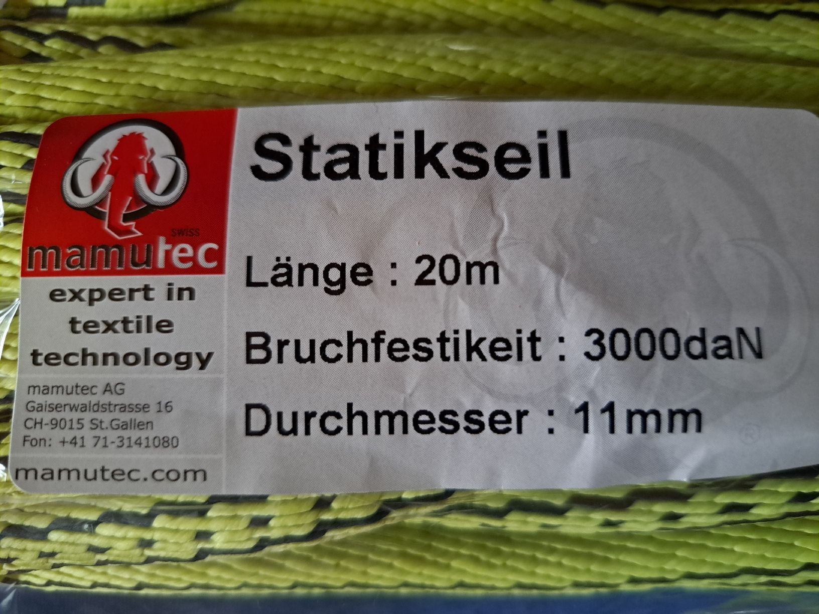 Mamutec Seile: mamutec Statikseil  – Neu und originalverpackt aus Morens FR von Kiscica