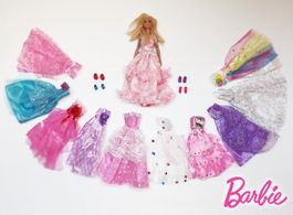 Barbie mit 11 Ballkleidern und 5 Schuhen